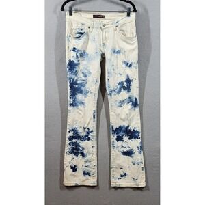 Levis 528 Jeans Womens 8 Beige Blue Tie Dye Curvy Cut‎ Flare Pants Stretch Denim
